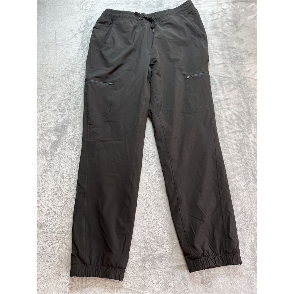 Eddie Bauer Women's Black Pull On Flannel Lined Pants Size 12 Cargo Drawstring